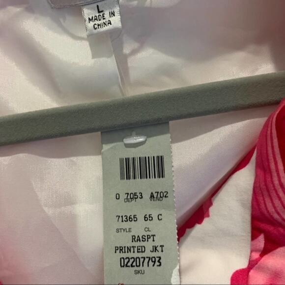 Cache pink and white flower jacket‎ Size L Pleated back RuffLe ballon sleeves - Picture 7 of 9